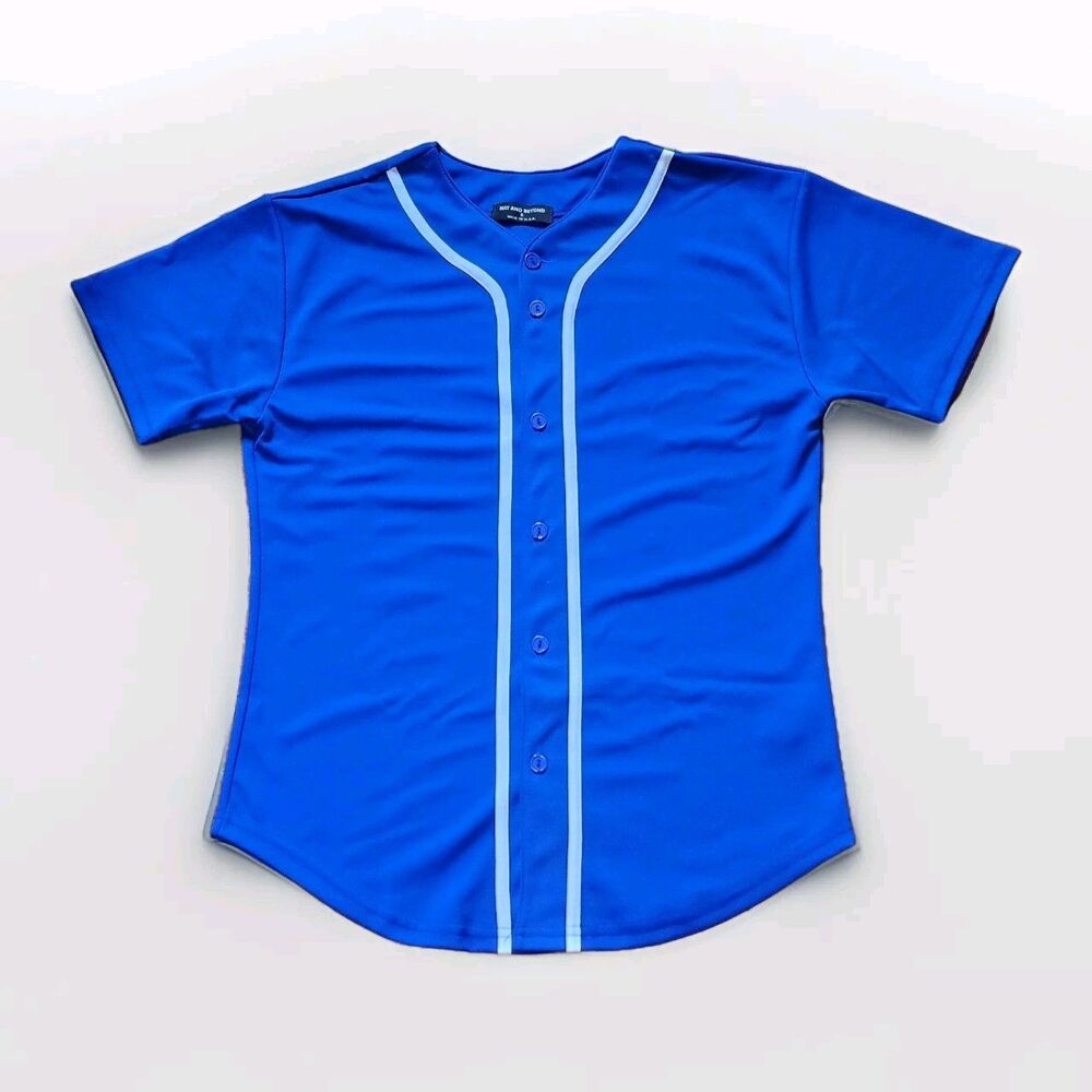 Mens Team Sports Printable Blank Baseball Jersey Collar Button Up Shirt Small